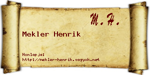 Mekler Henrik névjegykártya